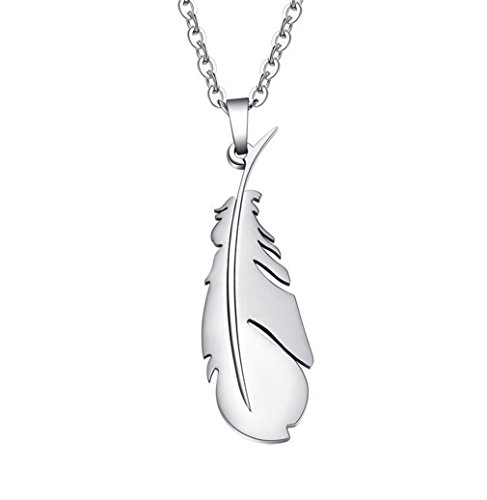 Pendentif en plumes pour couples collier avec chaîne