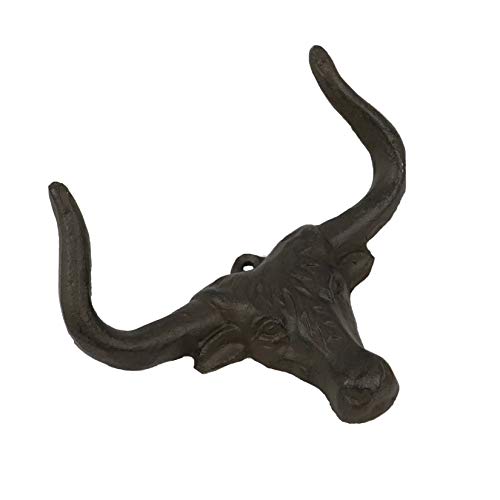 30Go Cast Iron Longhorn Steer Wall Hook-5" Bull Head Decorative Hanger 2 Pack Heavy Duty Rustic Western Decor | Includes Screws And Anchors #TOP2