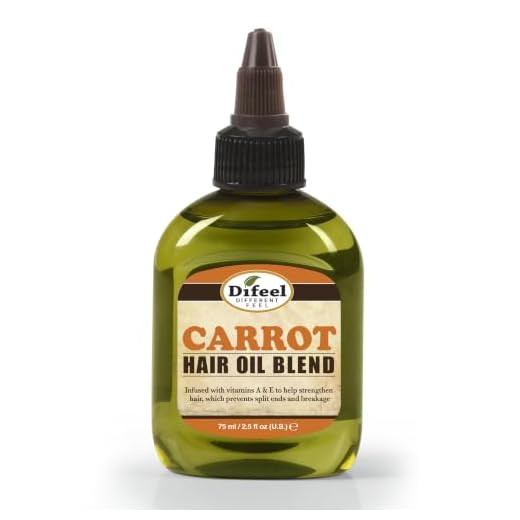 Difeel Premium Mega Care Natural Hair Oil - Carrot Oil with Vitamins a and E 2.5 ounce
