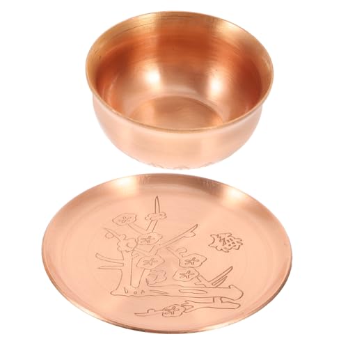 TOPPERFUN Cuenco De Ofrenda De Cobre Recipiente Para Beber Cuenco De Agua Para Templos y Hogares Con Función De Purificación Adecuado Para Ceremonias De Buda y Almacenamiento De Joyas