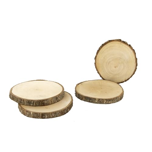 HOME DECO FACTORY - KA4715 Dessous de Verre Rondin en Bois - Set de 4 - Conçu pour Boissons et Apéritifs - Ambiance Naturelle et Authentique - Dimensions 13 x 11 x 11 cm - Bois