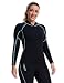 Lemorecn Womens 2mm Neoprene Long Sleeve Jacket Front Zipper Wetsuit Top