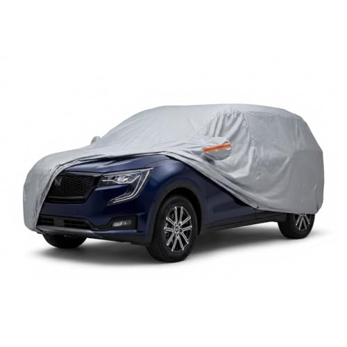 Image of myTVS 100% Waterproof Car Body Cover for Mahindra XUV700 - Custom-Fit, Double-Layer, UV & Dust Proof, Mirror Pockets & Elastic Clip Lock (CSK 10A)