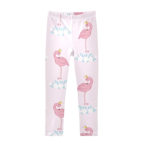 Pink Flamingo Girls Leggings,Workout Leggings for Girls Toddler Athletic Legging Size for 3-10T