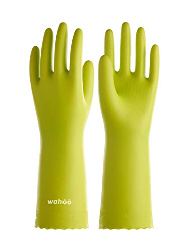 Image of LANON wahoo Cleaning Gloves with Cotton Flocked Liner,Bud Tender,Large | Skin-Friendly,Dish Washing,Reusable,Latex Free,DEHP-Free,Non-Slip,Dishwashing Household Kitchen Gloves