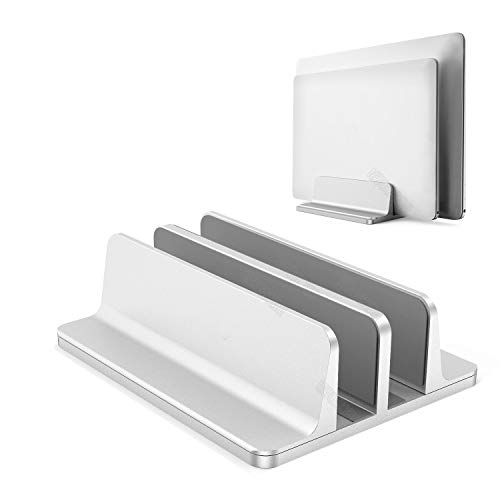 BECROWM ノートパソコン スタンド 縦置き ２台収納 ノートpc スタンド 縦置き 幅調整可能 pc縦置きスタンド アルミニウム合金 デスクスペースの有効活用(シルバー) 商品画像0