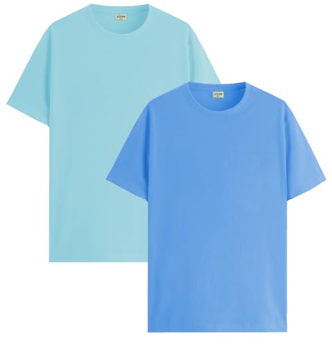 Image of ADRO Men's Cotton Regular Fit Combo Plain Solid T-Shirt Pack of 2