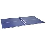 Soozier 9 ft Folding Ping Pong Table Top Topper for Billiard Pool Tables, Regulation Sized Foldable Table Tennis Conversion Top with Net Set, Foam Padding, Net Storage Bag, Blue