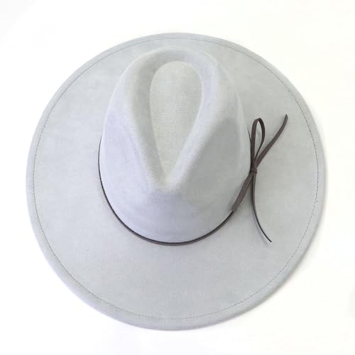 Image of Fedora Hats for Women Man with Big Wide Brim Classic Suede Panama Hat Western Outdoor hat
