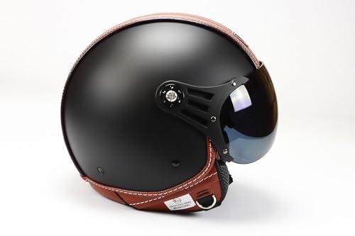 BNO 0P01-PL26 Jethelm Matt + Kunstleder , Motorradhelm, Schutzhelm,Helm S-XL + zusätzliches getöntes Visier (S)