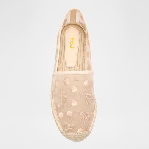 FSJ Women Stylish Espadrilles Flats Flower Embroidery Closed Toe Fancy Mesh Ballet Summer Casual Comfortable Dress Shoes Size 4-16 US2