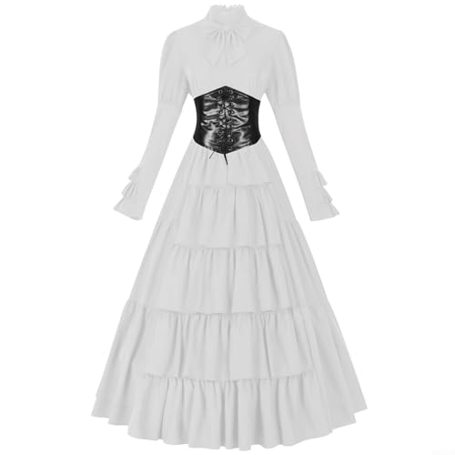 Costume médiéval femme avec robe corset Renaissance et dentelle trapèze rétro