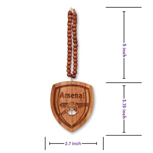 Image of Arsenal FC Car Hanging | Double-Sided Engraved Arsenal Logo for Rear View Mirror | Premium Teakwood Car Charm | Football Fan Gift & Car Decor