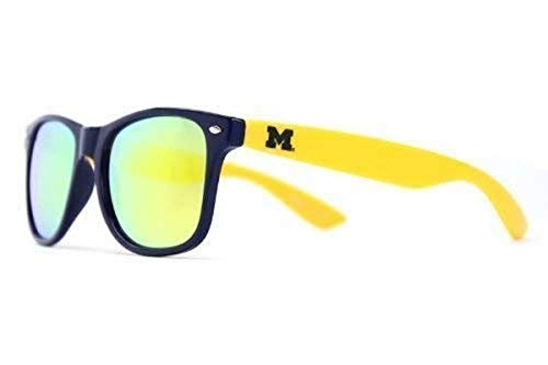 NCAA Michigan Wolverines MICH-3 Blue Front Temple, Gold Lens Sunglasses, One Size, Blue