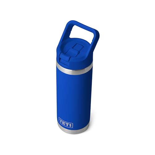 Image of YETI Rambler 18 oz Bottle, Vacuum Insulated, Stainless Steel with Color Matching Straw Cap, Royal Blue