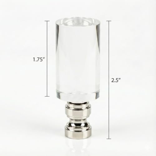 Image of Royal Designs, Inc. F-5039L-2 Clear Lucite Lamp Finial, 1.25 x 2.5 inch, Tall Cylinder with Polished Silver Base, 2-Pack