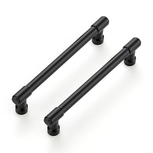 Image of Ravinte 10 Pack 5 Inch Hole Center Solid Kitchen Cabinet Handles Matte Black Dresser Pulls Cabinet Drawer Pulls for Kitchen Cupboard Hardware