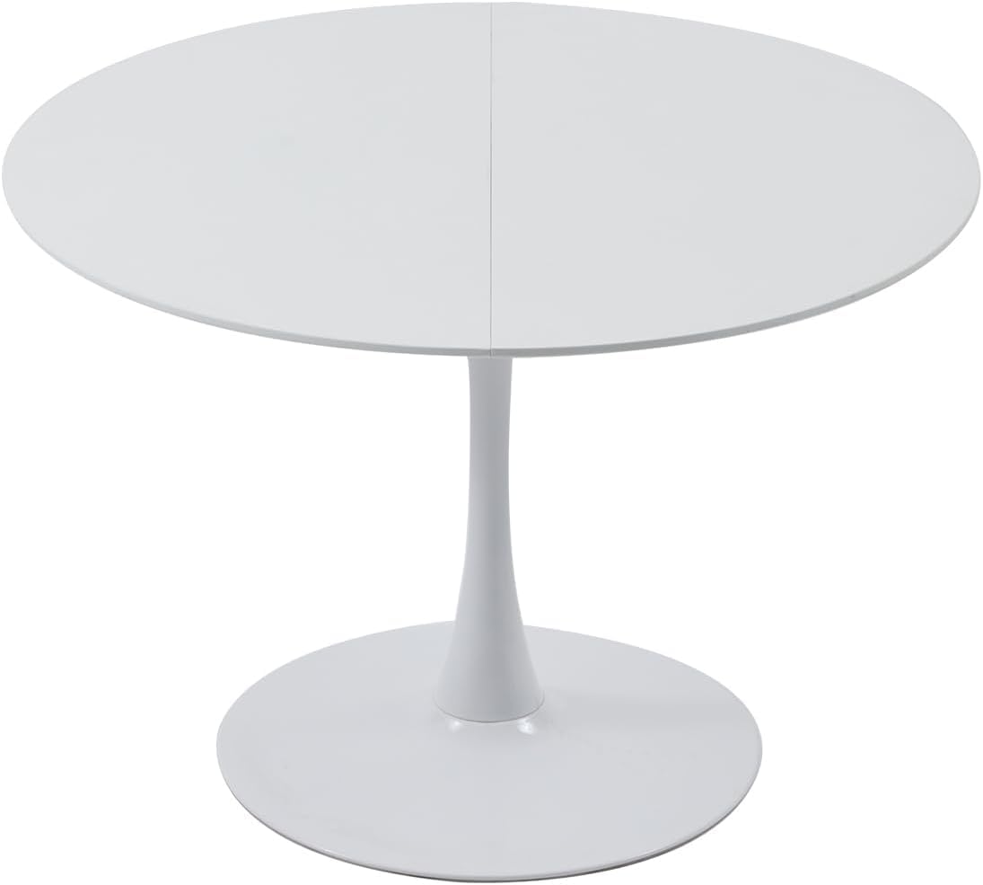 Mesa de Comedor Redonda y 6 Sillas Comedor Apto para Comedor, Cocina, Salón, Oficina, Café, 6 Sillas Blancas et Table à Manger Blanche (Diámetro: 110cm, Altura : 75cm)