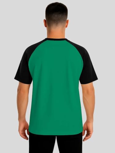 Image of LEOTUDE Oversized Half Sleeve Cottonblend Printed Round Neck Drop Shoulder Tshirt for Man(Color Rama Green)