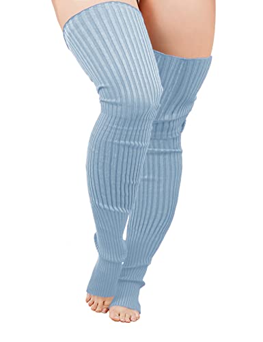 Image of v28 Women Girls Thigh High Long Neon Ribbed Knit Leg Warmers Plus Size Boot Extra Long Large Socks Available in S~3XL