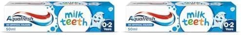 Aquafresh Milk Teeth Baby Toothpaste 0-2 years, Toddler Toothpaste for Infants, Gentle care for Milk Teeth, Pack of 2 x 50ml