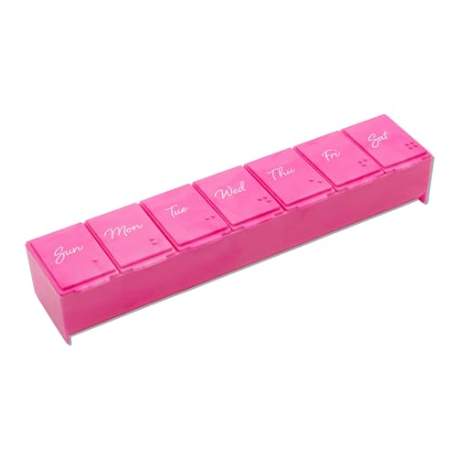 EZY DOSE Weekly (7-Day) Daily Pill Case, Medicine Planner, Vitamin Organizer, Supplement Container, Convenient and Easy to Use, Large Compartments, Pink, Travel-Friendly, Made in The USA, BPA Free