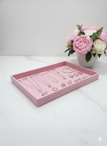 Image of Velvet Jewellery Drawer Organizer Stackable Tray in Pink for Serving