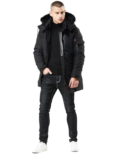 Image of WEEN CHARM Men's Warm Parka Ski Jacket Water Resistant Puffer Jacket Long Winter Coat with Removable Faux Fur Hood