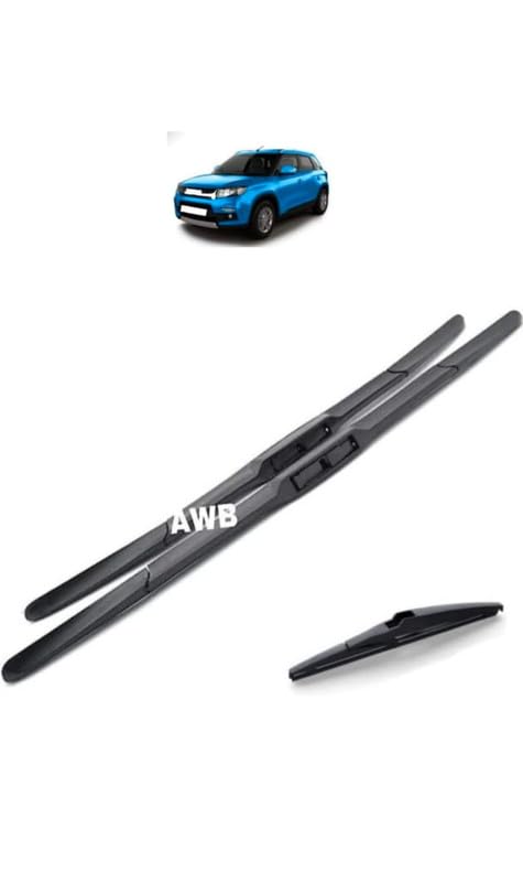 Image of AWB Hybrid Wiper Blades Front & Rear Compatible with Brezza (pack of 3)