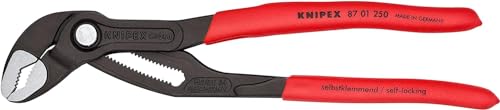 knipex cobra® pince multiprise, 250 mm, écrous jusqu'à 46 mm, tuyaux jusqu'à 50 mm, réglage fin par bouton pression, autobloquante, serrage, 87 01 250
