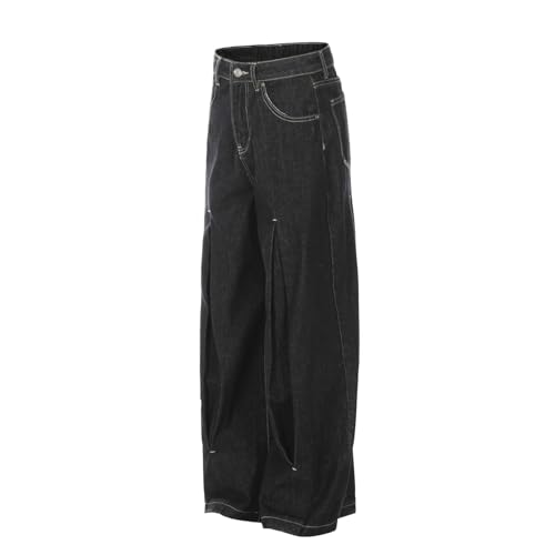 Jeans Pants Trousers Denim Retro Trendy Street Washed Black Loose Casual Wide Leg Commuter Straight for Men3