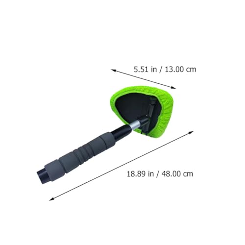 Limpiaparabrisas de coche triangular giratorio de microfibra verde con mango largo 2 piezas 2