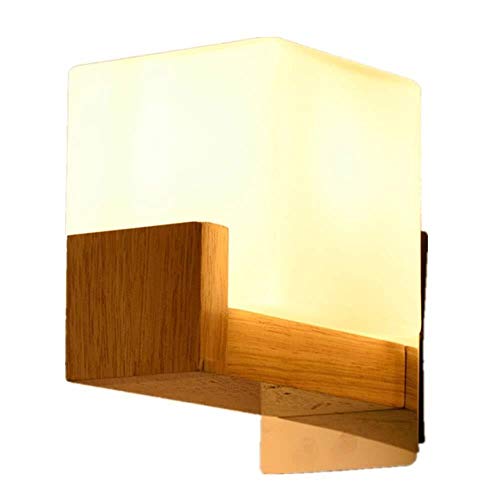 LIUYULONG Aplique Pared Sitio de la Pared de la lámpara Titular del Precio Favorable Unique Wood Design + Glass (Color : White, Size : 19 * 12CM)