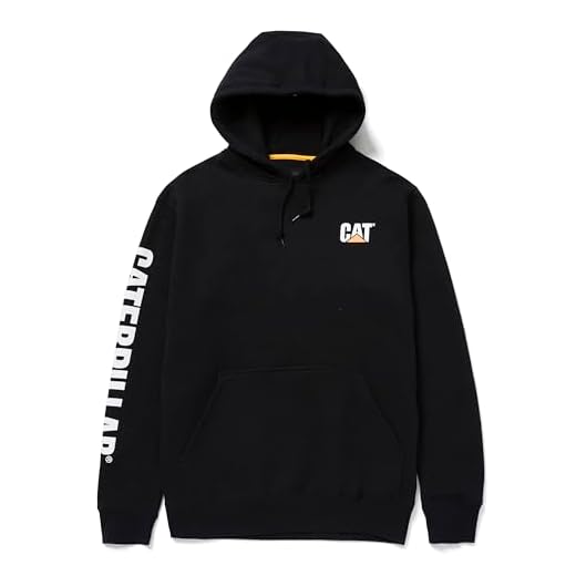 Caterpillar Men's Trademark Banner Hooded Sweatshirt (Regular and Big & Tall Sizes), Black, Medium