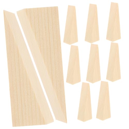 NULYLU 10個 木製三角くさびドアストッパー パンチ不要の壁保護用滑り止めウェッジ 玄関や室内ドアの衝撃防止と固定に適した実用的なドア