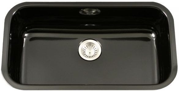 Houzer Porcela White Porcelain Enamel Steel Kitchen Sink: 31 Inch Undermount Single Bowl Sink, Durable & Versatile, Essential for Home and Apartment: PCG-3600 WH