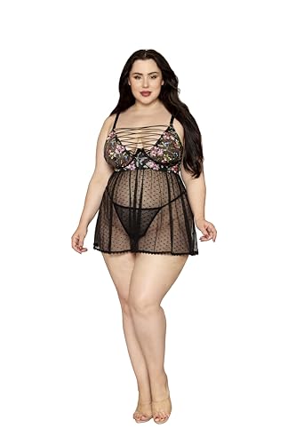 Nuisette et string noir grande taille Dreamgirl pour femme élégante