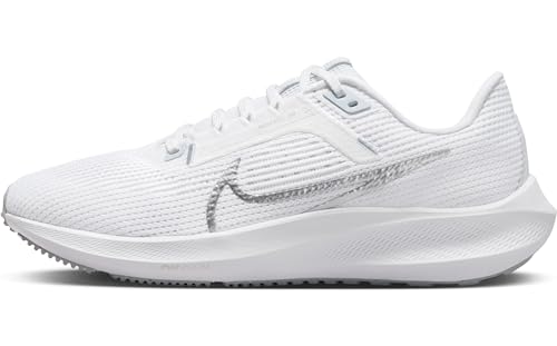 NIKE Women's Sneaker, White Metallic Silver Pure Platinum, 8.5