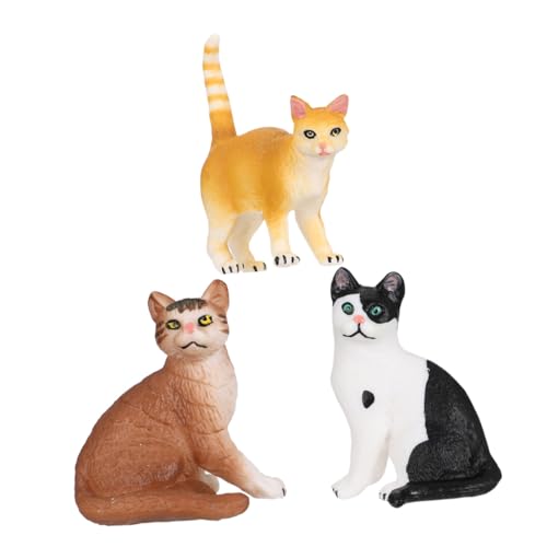 ERINGOGO 3個 猫模型フィギュア点 リアルな子猫デザイン 軽量耐衝撃プラスチック製 コレクションや装飾に お子様の遊びや生物学教材にも対応
