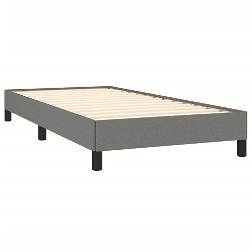 vidaXL Cadre de Lit Sommier à Lattes Lit Rembourré Cadre à Lattes Lit Simple Adulte Meuble de Chambre à Coucher Intérieur Gris Foncé 100x200 cm Tissu – Image 6