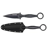 Cold Steel, Drop Forged Fixed Knife, Battle Ring II, 3 1/2' Grey Teflon Coated Blade, Secure-Ex Sheath with Ulti-Clip
