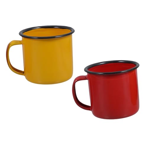 ABOOFAN 2stücke Emaille-tasse Kaffeebecher Wasserbecher Emaille-trinkbecher Kreativbecher Haushalt Becher Für Tee Milch Heiße Schokolade
