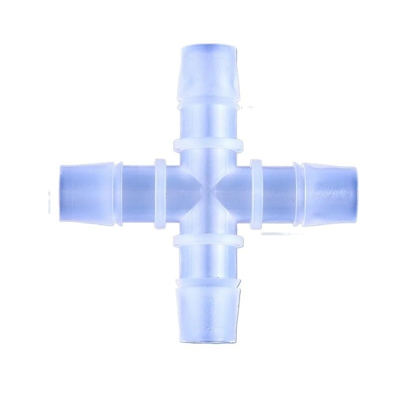 5 pezzi 2,4~12,7mm connettori a croce in plastica for irrigazione da giardino diametro uguale 4 vie giunto for acquario serbatoio pompa aria tubo pagoda giunti(7.9mm,200 Pieces)