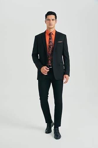 Image of HISDERN Mens Dress Shirt with Tie Pocket Square Set Classic Button Down Shirt Matching Tie Long Sleeve Shirts
