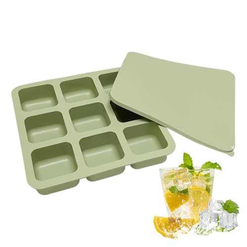 IJsbakje - Siliconen ijsblokjesvorm | Nine-Grid Ice Storage Grote Ice Box | Vriezer Mallen met Deksel Vriezer Cubes | Lekvrije Whiskey Ice Mold | Grote IJsbak voor Cocktail | Vrieze Babyvoeding