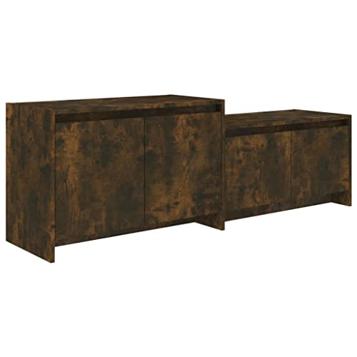 Armoire TV en chêne fumé meuble bas de salon à structure stable