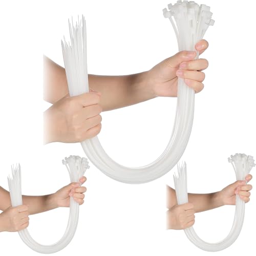 Shappy 50 Pack Large Zip Ties Heavy Duty Wire Ties, 18,24,30 Inch, White