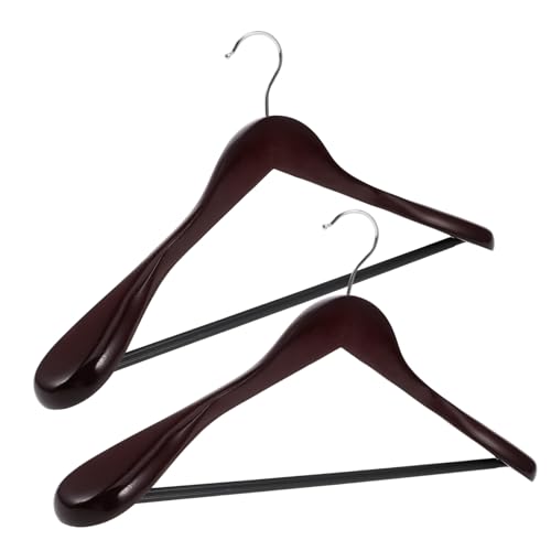 Wakauto 2pcs Solid Wood Suit Hangers Non Slip Skirt Hangers for Men Wide Shoulder