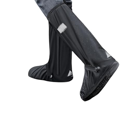 Amexo Schuhüberzieher Wasserdicht, Wasserdicht Überschuhe Schuhüberzieher Wiederverwendbare Faltbare Regenstiefel-Schuhabdeckun mit Reflektorstreifen für Regen Schnee Outdoor Rutschfester (L)