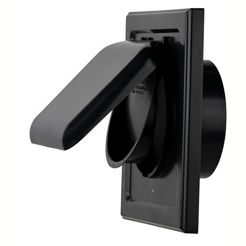 Image of NO-PEST VENT Dual Door Dryer Vent Cover 4 Inch Outdoor, Made in USA, Highest UV-Resistant Plastic, No Lint-Collecting Screen (Onyx, 4 inch Plastic Vent With Collar)